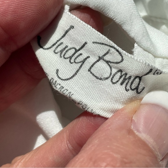 Vintage Judy Bond white ruffle button front blouse Womens top M - Picture 8 of 9